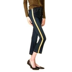 VERONICA BEARD Carolyn Baby Boot Jeans Raw Hem Gold Tuxedo Stripe Women's 29